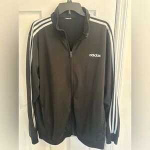 Adidas Mens Track Jacket 3-Stripe Zip Lightweight Polyester Stretch Black